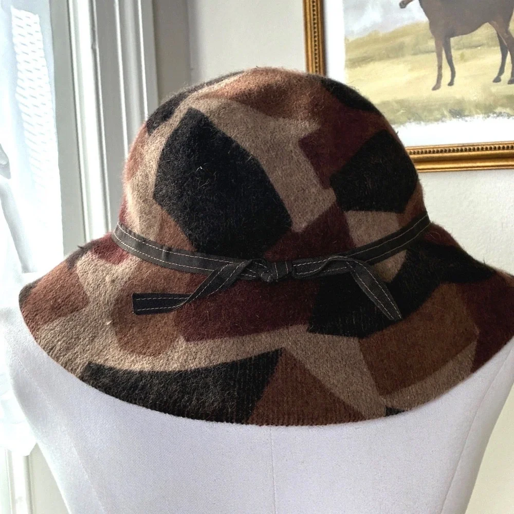 Albertus Swanepoel for Target Patchwork Wool Rabbit Hair Cloche Bucket Hat OS